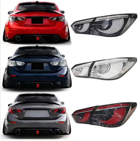 2014-2017 Infiniti Q50 Chrome Black Red Clear Lens Tail Lights - AutoLEDTech.com