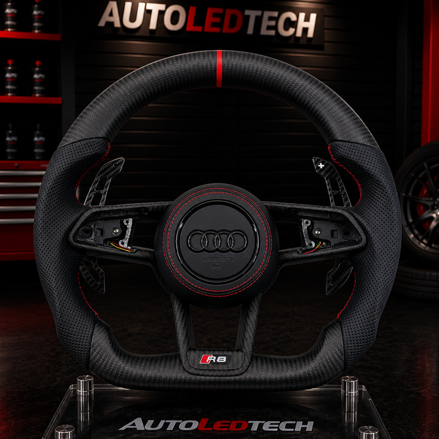 2015-2024 Audi R8 TTRS Custom Carbon Fiber Steering Wheel - AutoLEDTech.com
