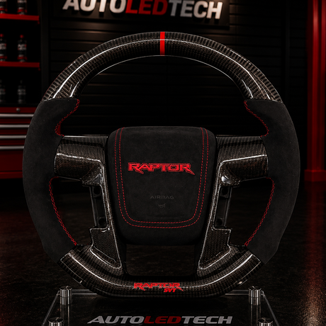 2009-2014 Ford Raptor & F150 Custom Carbon Fiber LED Steering Wheel - AutoLEDTech.com