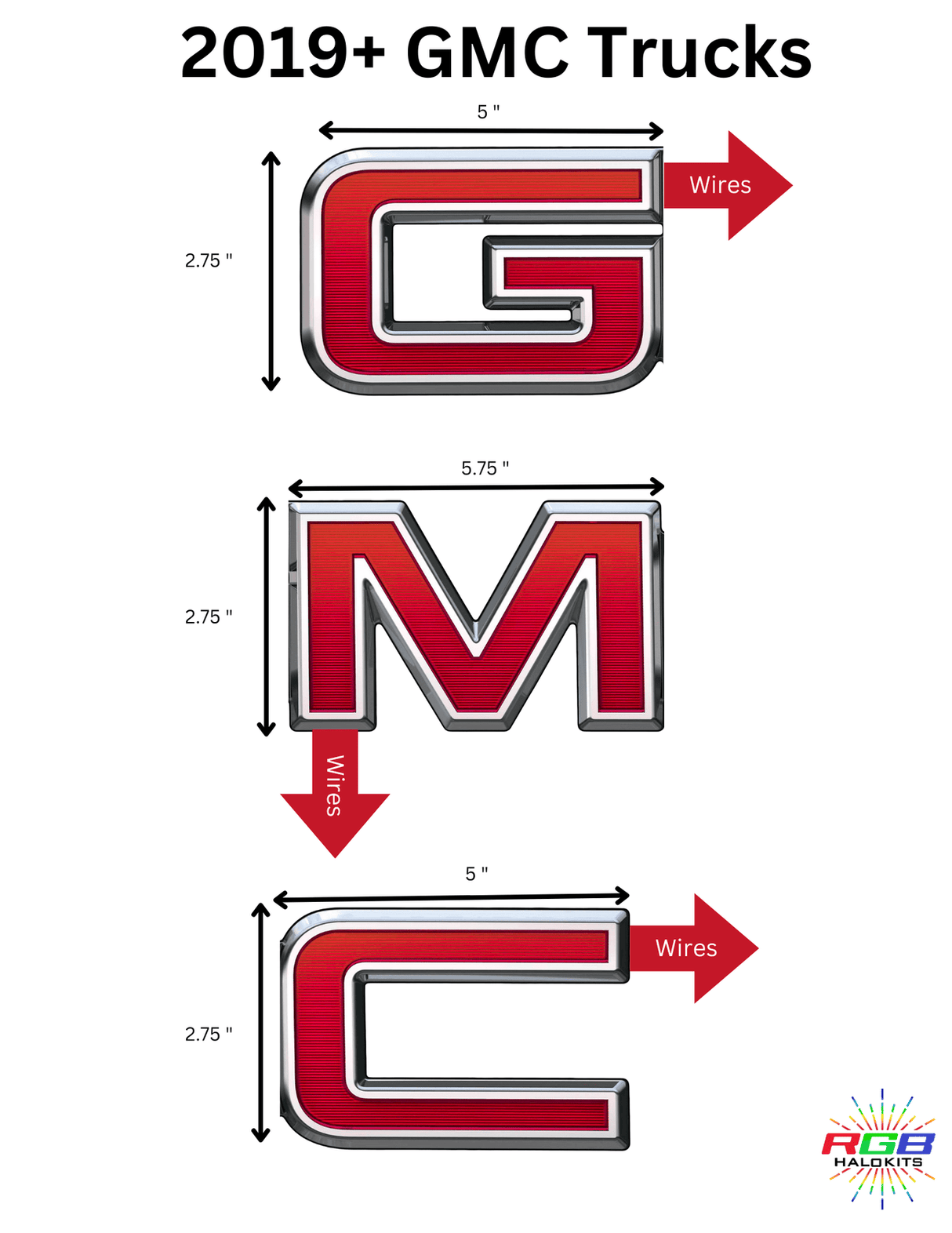 2007-2024 GMC Sierra 1500 2500 Illuminated RGBW LED Badge Emblem Logo