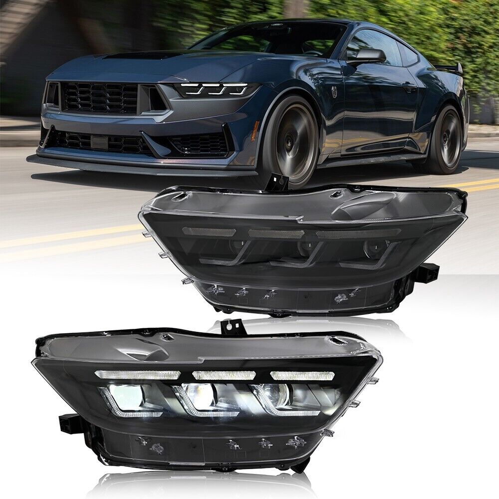 2015-2017 Ford Mustang ANIMATED SCANNING Tri-Beam LED DRL Projector Headlights