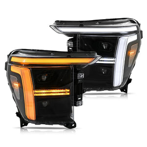 2021-2023 Ford F150/Raptor White/Amber LED DRL Headlights - 2024+ Style