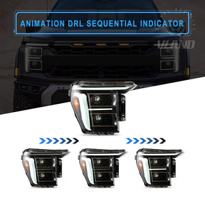 21-23 Ford F150 24+ Style White/Amber LED DRL Headlights