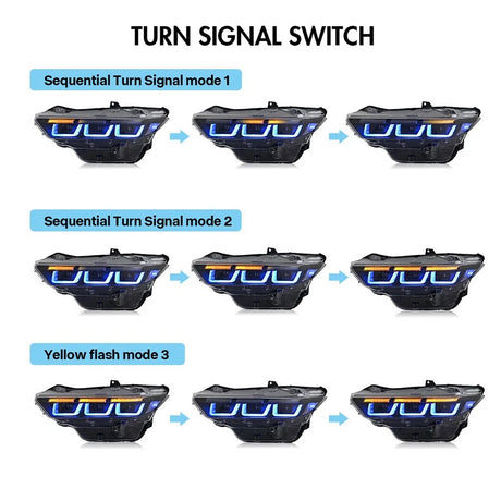 2024-2026+ Ford Mustang S650 RGB Flow Series LED DRL Headlights (old) - AutoLEDTech.com