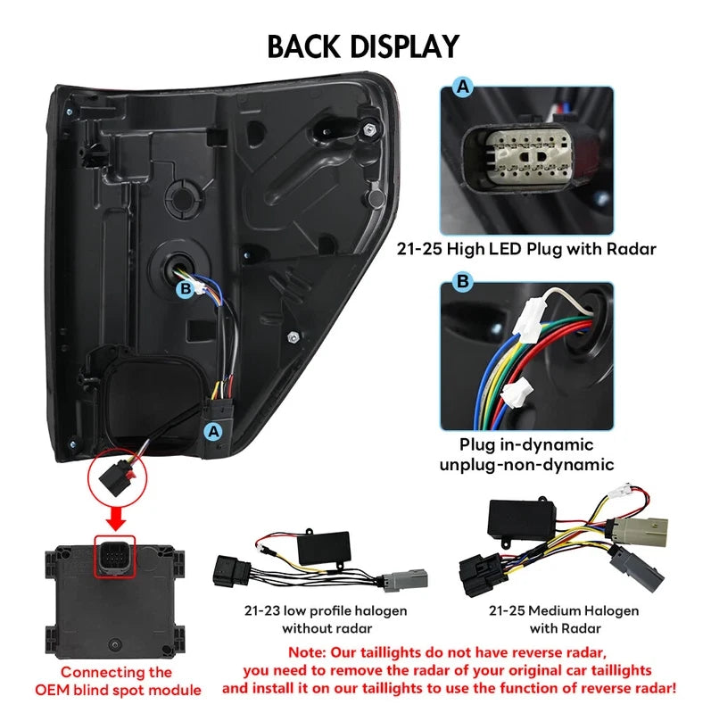 2021+ Ford F150 & Raptor Red/Smoked 24+ Style LED Tail Lights - Fits all models