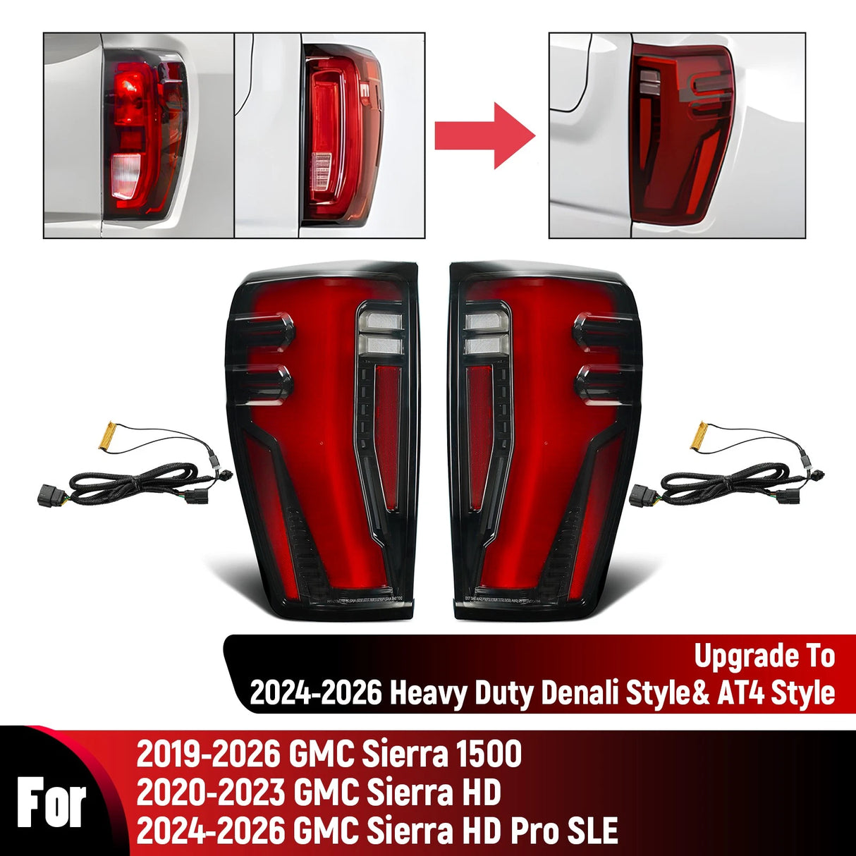 2019-2026 GMC Sierra 2024+ HD Style LED Tail Lights - AutoLEDTech.com