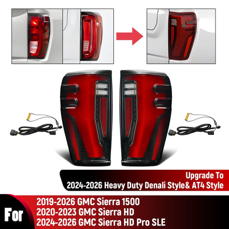 2019-2026 GMC Sierra 2024+ HD Style LED Tail Lights - AutoLEDTech.com