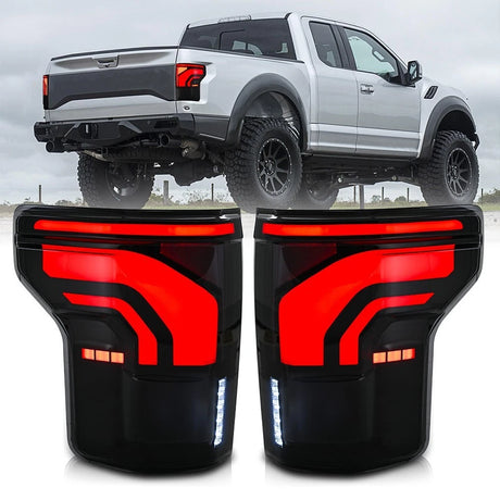 2015-2020 Ford F150 & Raptor Smoked 24+ Style LED Tail Lights - AutoLEDTech.com