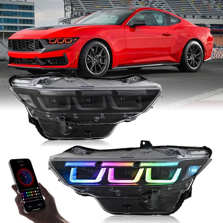 2024-2026+ Ford Mustang S650 RGB Flow Series LED DRL Headlights (old) - AutoLEDTech.com