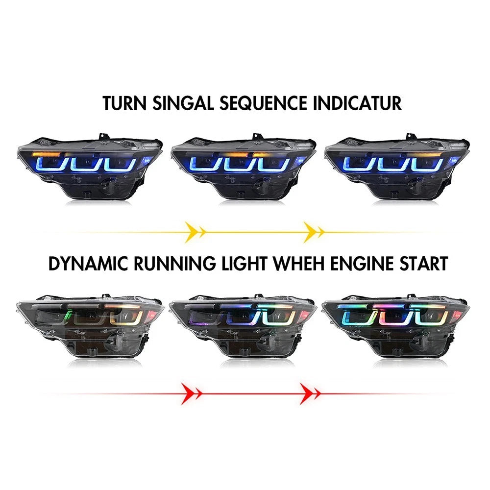 2024-2026+ Ford Mustang S650 RGB Flow Series LED DRL Headlights (old) - AutoLEDTech.com