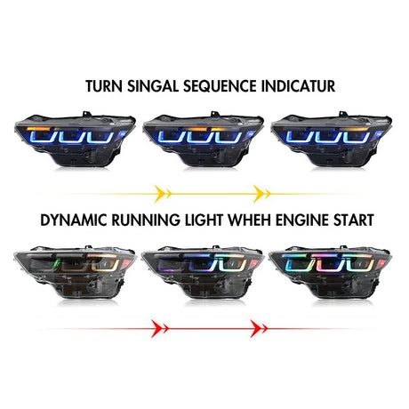 2024-2026+ Ford Mustang S650 RGB Flow Series LED DRL Headlights (old) - AutoLEDTech.com