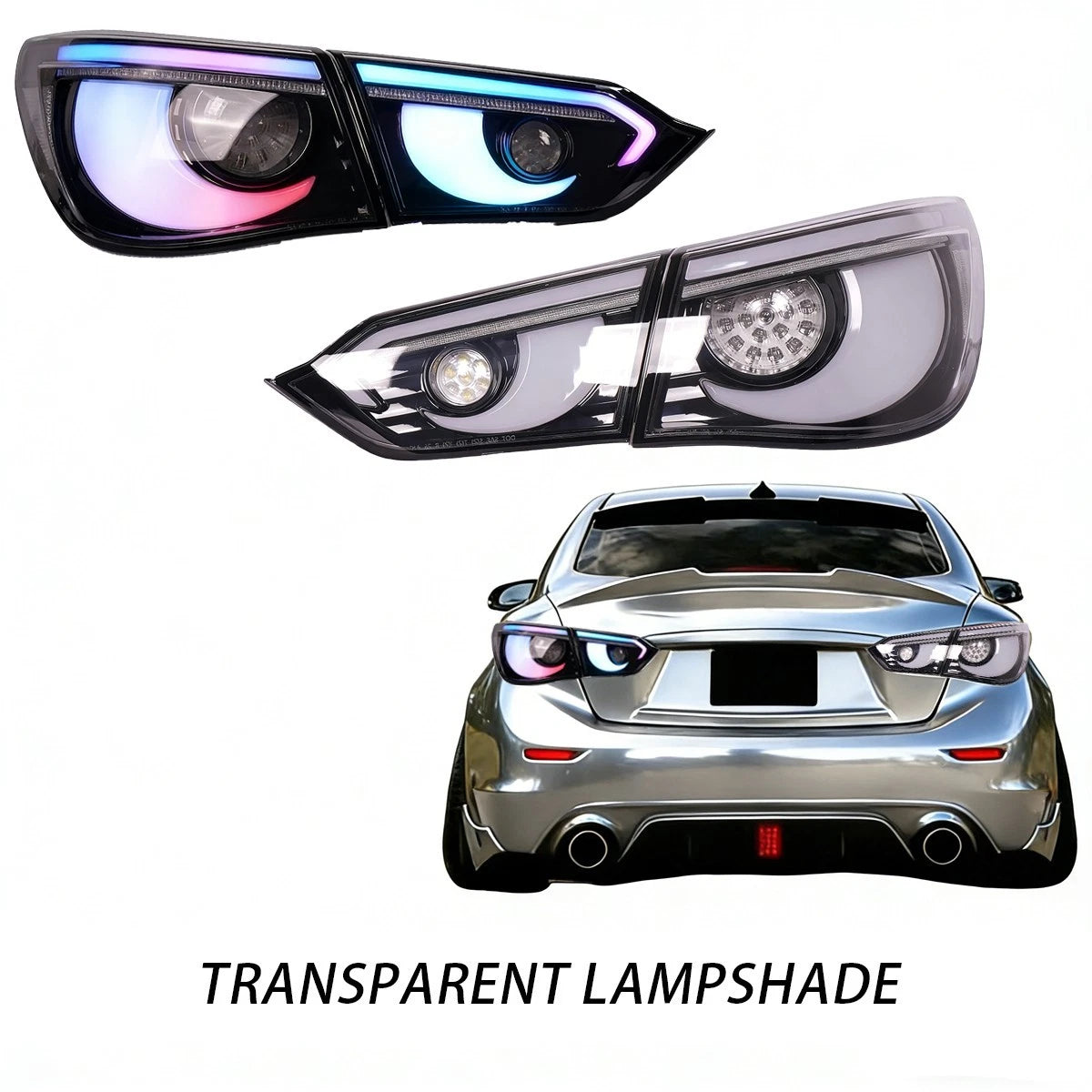 2014-2017 Infiniti Q50 Clear RGB Flow LED Tail Lights - AutoLEDTech.com