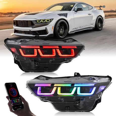 2024-2026+ Ford Mustang S650 RGB Flow Series LED DRL Headlights (old) - AutoLEDTech.com