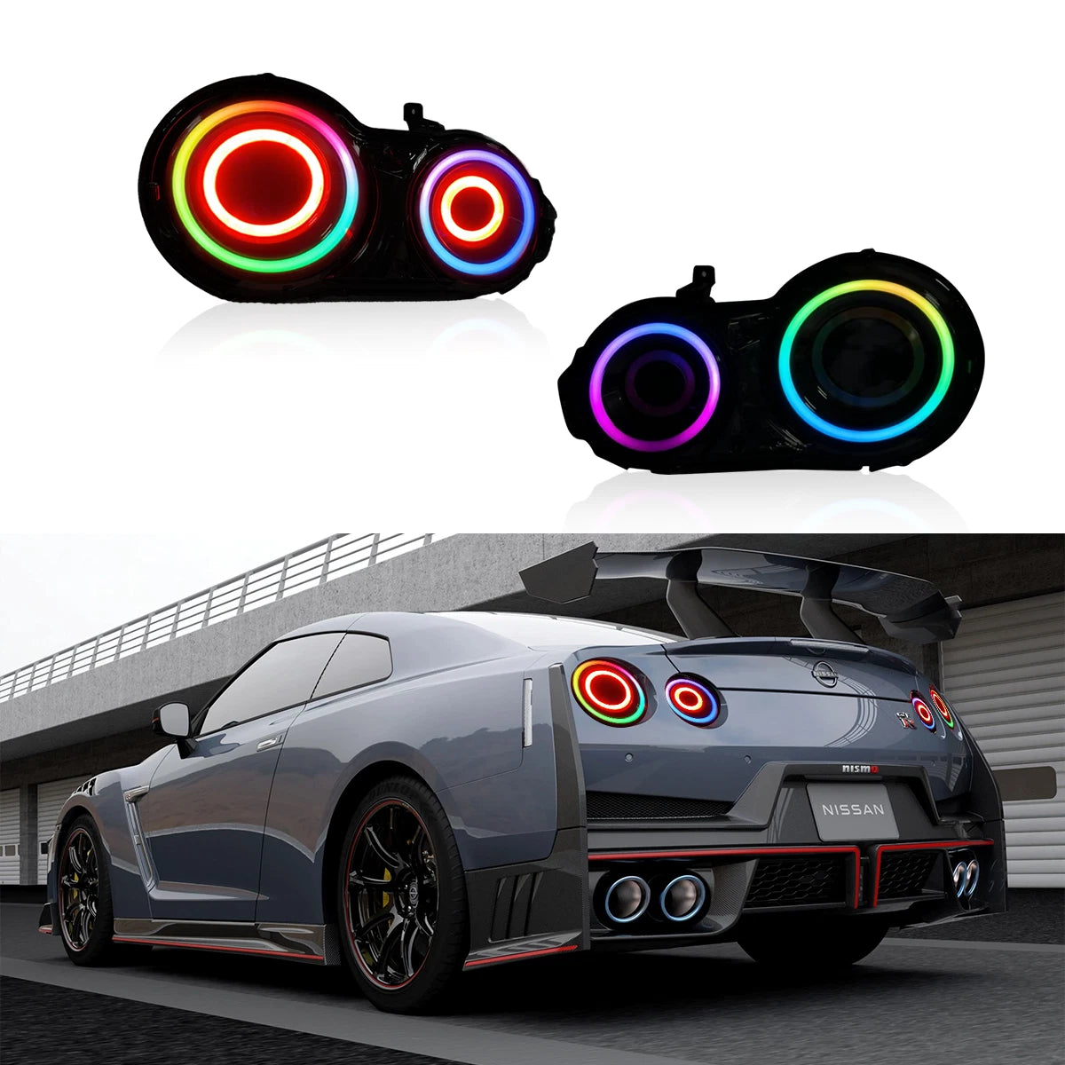 2008-2024 Nissan GTR R35 RGB Flow Smoked LED Tail Lights
