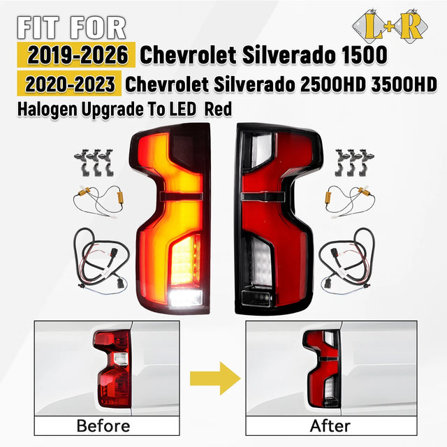 2019-2026 Chevy Silverado Halogen to LED Upgrade Tail Lights - AutoLEDTech.com