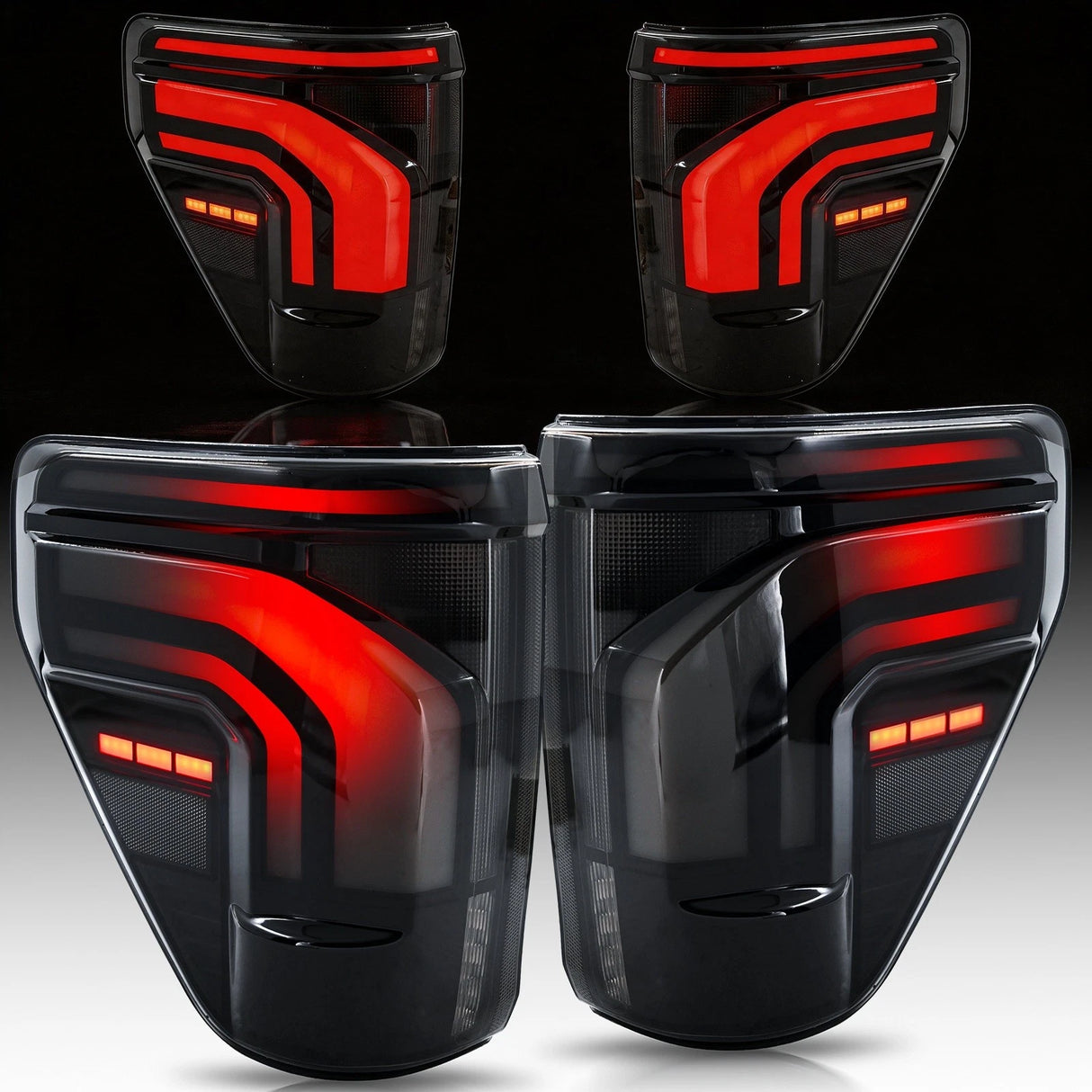 2021-2027 Ford F150 & Raptor Red/Smoked 24+ Style LED Tail Lights - AutoLEDTech.com