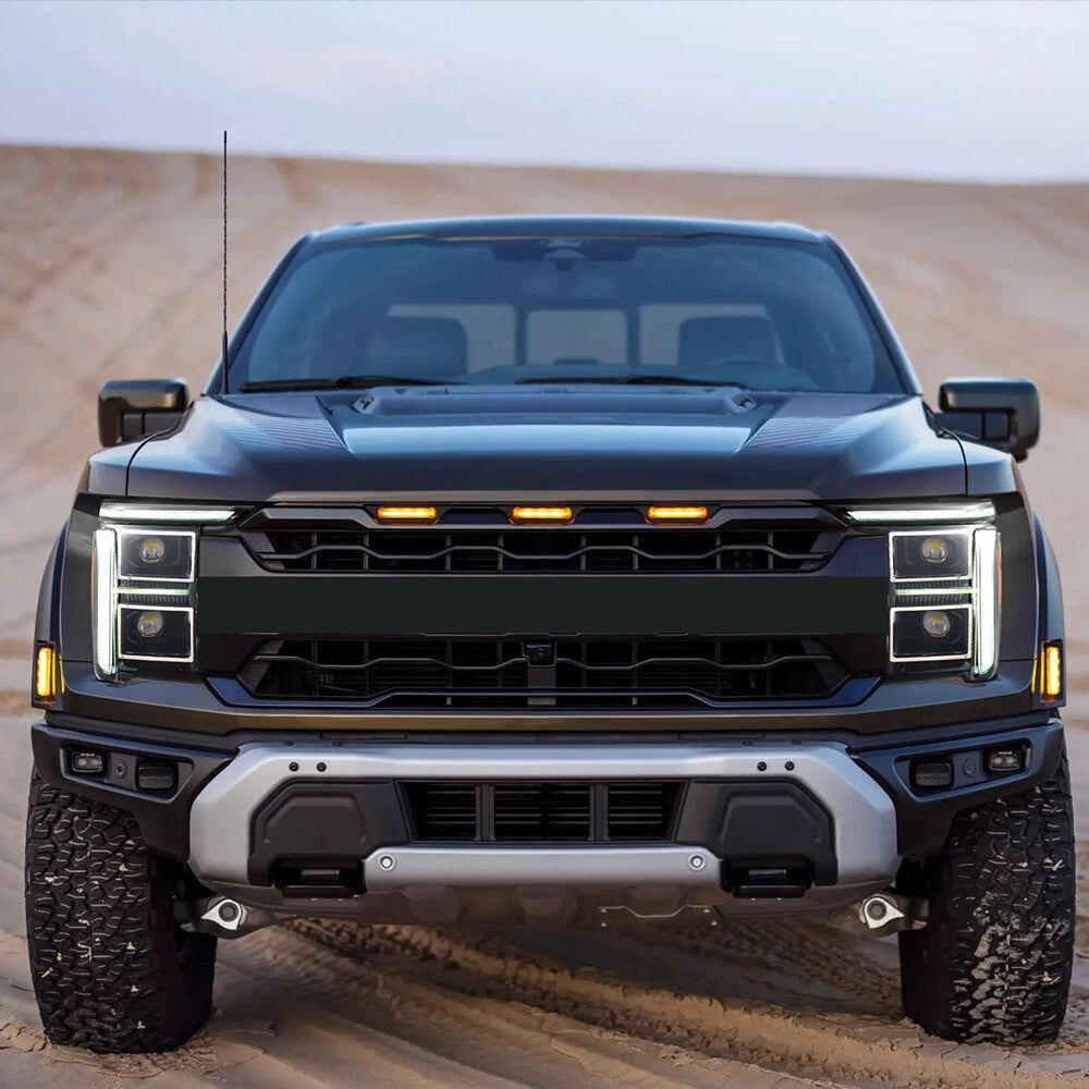 21-23 Ford F150 24+ Style White/Amber LED DRL Headlights