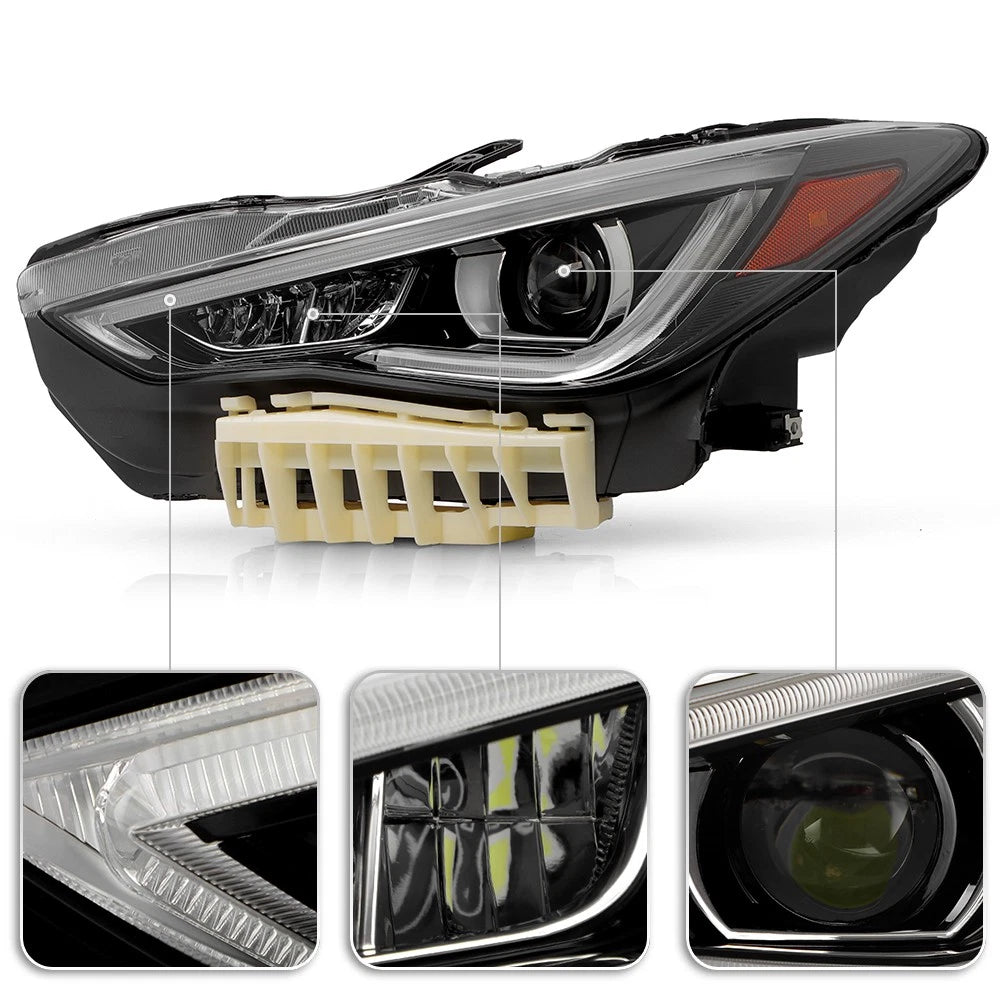 2017-2022 Infiniti Q60 RGBW Flow Series LED DRL Prebuilt Custom Headlights