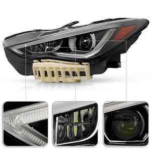 2017-2022 Infiniti Q60 RGBW Flow Series LED DRL Prebuilt Custom Headlights