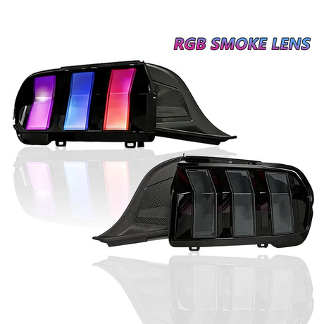 2024-2026+ Ford Mustang S650 RGB Flow Smoked Clear LED Tail Lights - AutoLEDTech.com