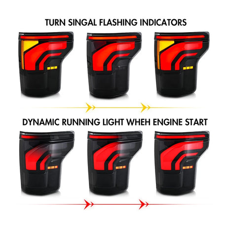 2015-2020 Ford F150 & Raptor Smoked 24+ Style LED Tail Lights - AutoLEDTech.com