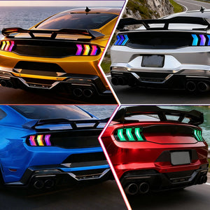 2024-2026+ Ford Mustang S650 RGB Flow Smoked Clear LED Tail Lights - AutoLEDTech.com