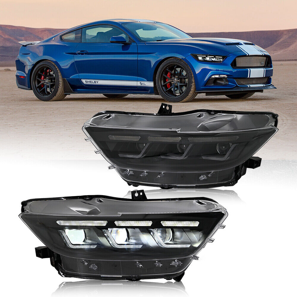 2015-2017 Ford Mustang ANIMATED SCANNING Tri-Beam LED DRL Projector Headlights