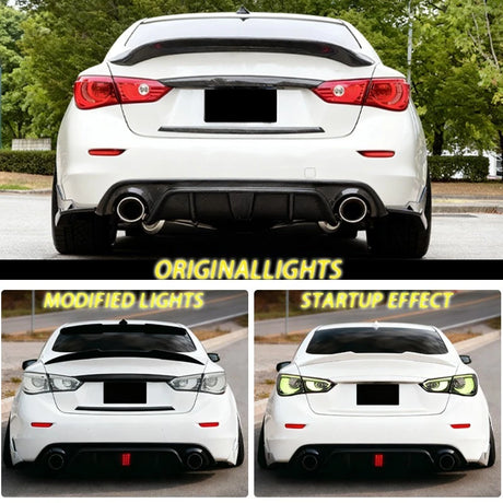 2014-2017 Infiniti Q50 Clear RGB Flow LED Tail Lights - AutoLEDTech.com