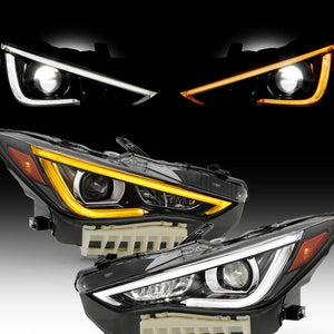 2017-2022 Infiniti Q60 RGBW Flow Series LED DRL Prebuilt Custom Headlights