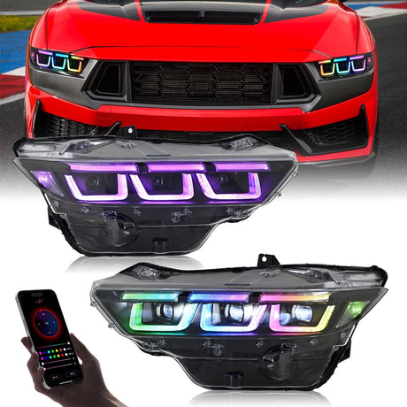 2024-2026+ Ford Mustang S650 RGB Flow Series LED DRL Headlights (old) - AutoLEDTech.com
