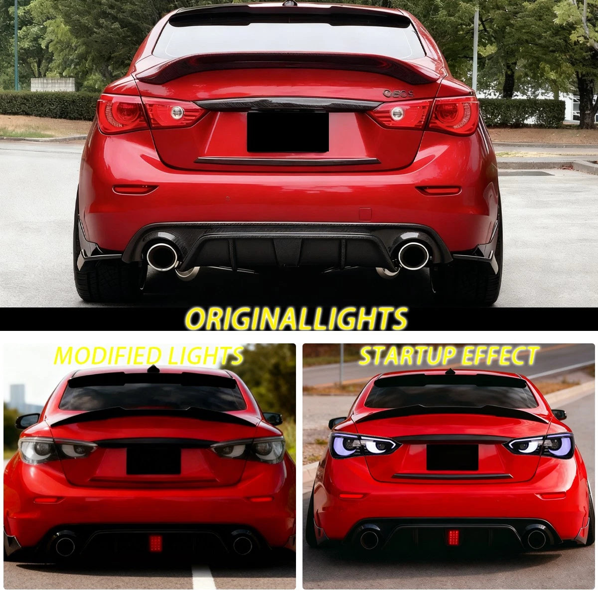 2014-2017 Infiniti Q50 Clear RGB Flow LED Tail Lights - AutoLEDTech.com