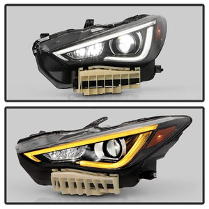 2017-2022 Infiniti Q60 RGBW Flow Series LED DRL Prebuilt Custom Headlights