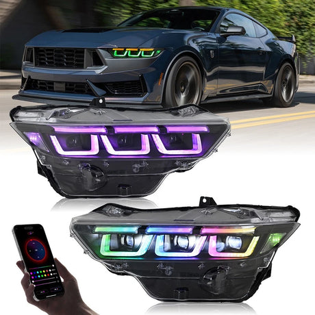 2024-2026+ Ford Mustang S650 RGB Flow Series LED DRL Headlights (old) - AutoLEDTech.com