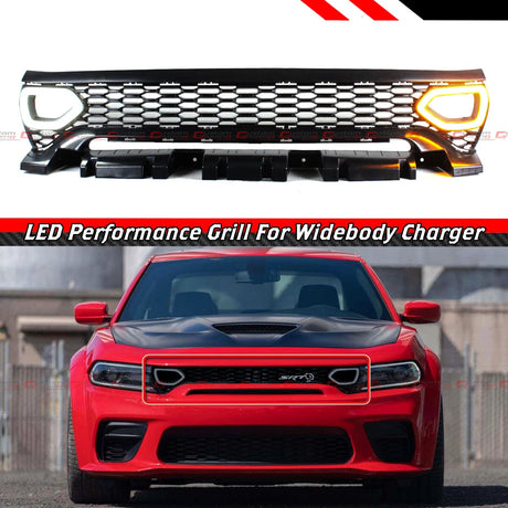 2015-2023 Dodge Charger Switchback White/Amber LED Scatpack Snorkel Grill Assembly - AutoLEDTech.com