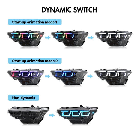2024-2026+ Ford Mustang S650 RGB Flow Series LED DRL Headlights (old) - AutoLEDTech.com