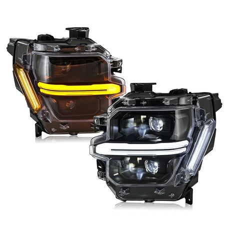 2024-2026 Ford F150 White + Amber LED DRL Projector Headlights (STX XLT XL) - AutoLEDTech.com