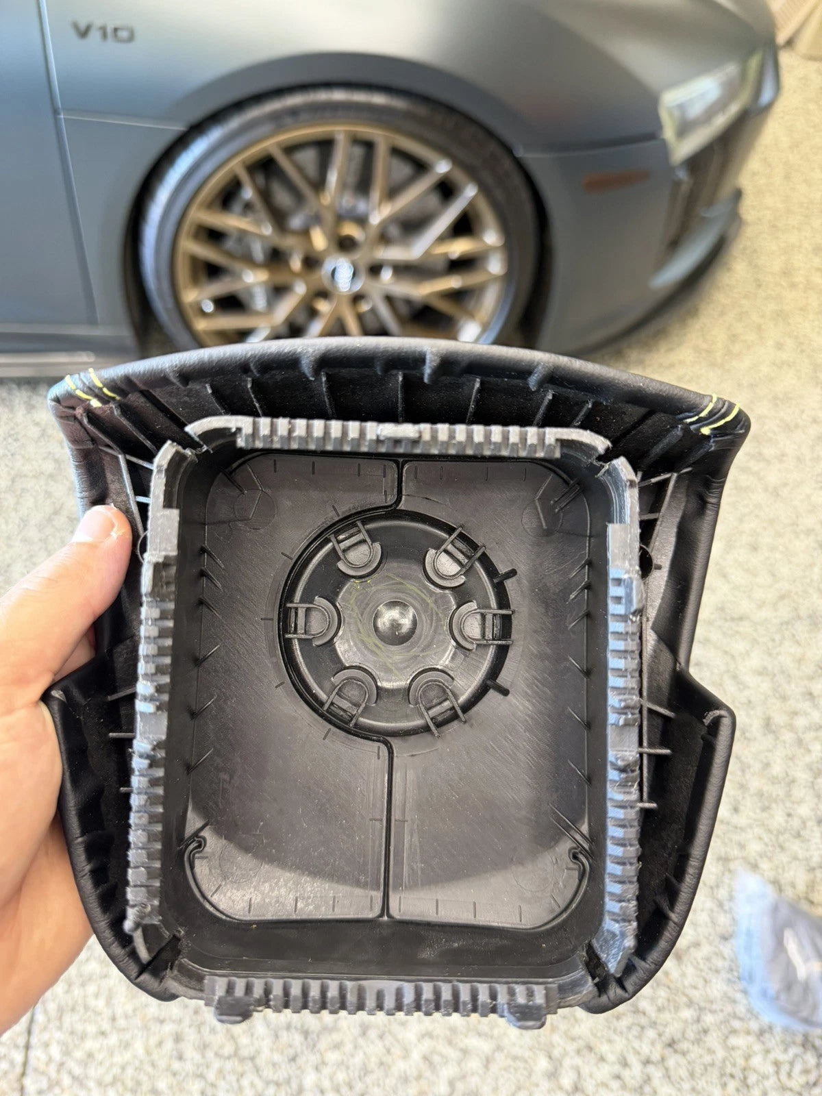 2009-2015 Cadillac CTS-V V2 Black/Lime Green Leather Airbag Cover - IN STOCK