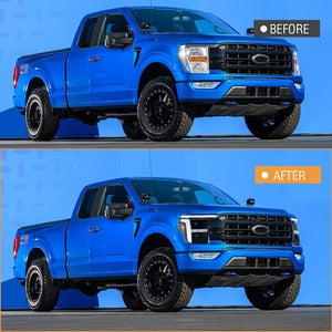 2021-2023 Ford F150/Raptor White/Amber LED DRL Headlights - 2024+ Style