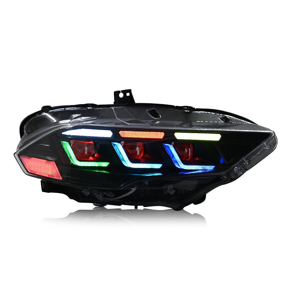 2018-2023 Ford Mustang RGB FLOW SERIES Tri-Beam LED DRL Projector Headlights