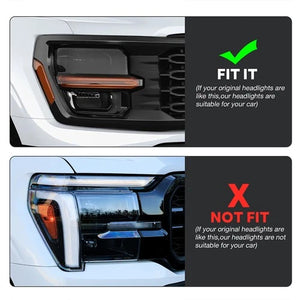 2024-2026 Ford F150 White + Amber LED DRL Projector Headlights (STX XLT XL) - AutoLEDTech.com