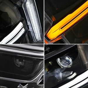 2024-2026 Ford F150 White + Amber LED DRL Projector Headlights (STX XLT XL) - AutoLEDTech.com