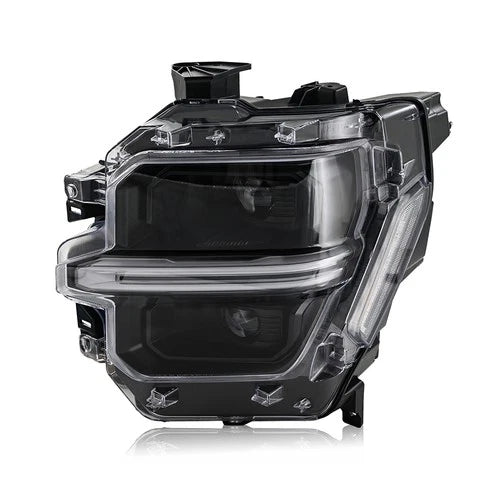 2024-2026 Ford F150 White + Amber LED DRL Projector Headlights (STX XLT XL) - AutoLEDTech.com