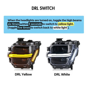 2024-2026 Ford F150 White + Amber LED DRL Projector Headlights (STX XLT XL) - AutoLEDTech.com