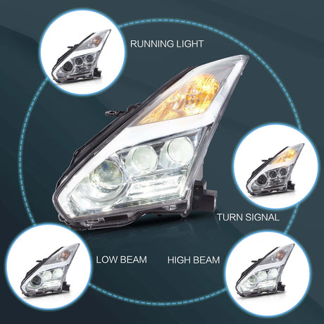 2009-2024 Nissan GTR R35 RGBW Flow Series LED DRL Halo Headlights - AutoLEDTech.com