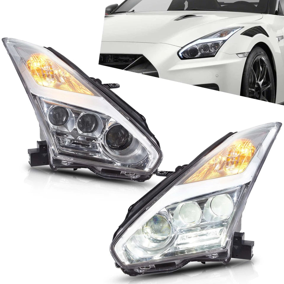 2009-2024 Nissan GTR R35 RGBW Flow Series LED DRL Halo Headlights - AutoLEDTech.com