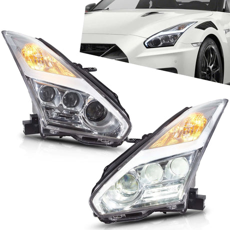 2009-2024 Nissan GTR R35 RGBW Flow Series LED DRL Halo Headlights - AutoLEDTech.com