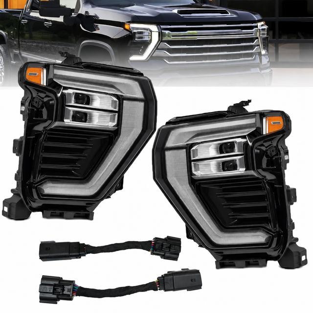 2024-2027+ Chevy Silverado HD 2500 LED Headlight Conversion Harness Kit (Pair) - AutoLEDTech.com