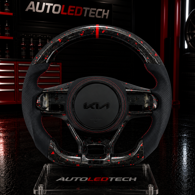 2021-2026+ Kia K5 Optima Custom Carbon Fiber LED Steering Wheel - AutoLEDTech.com