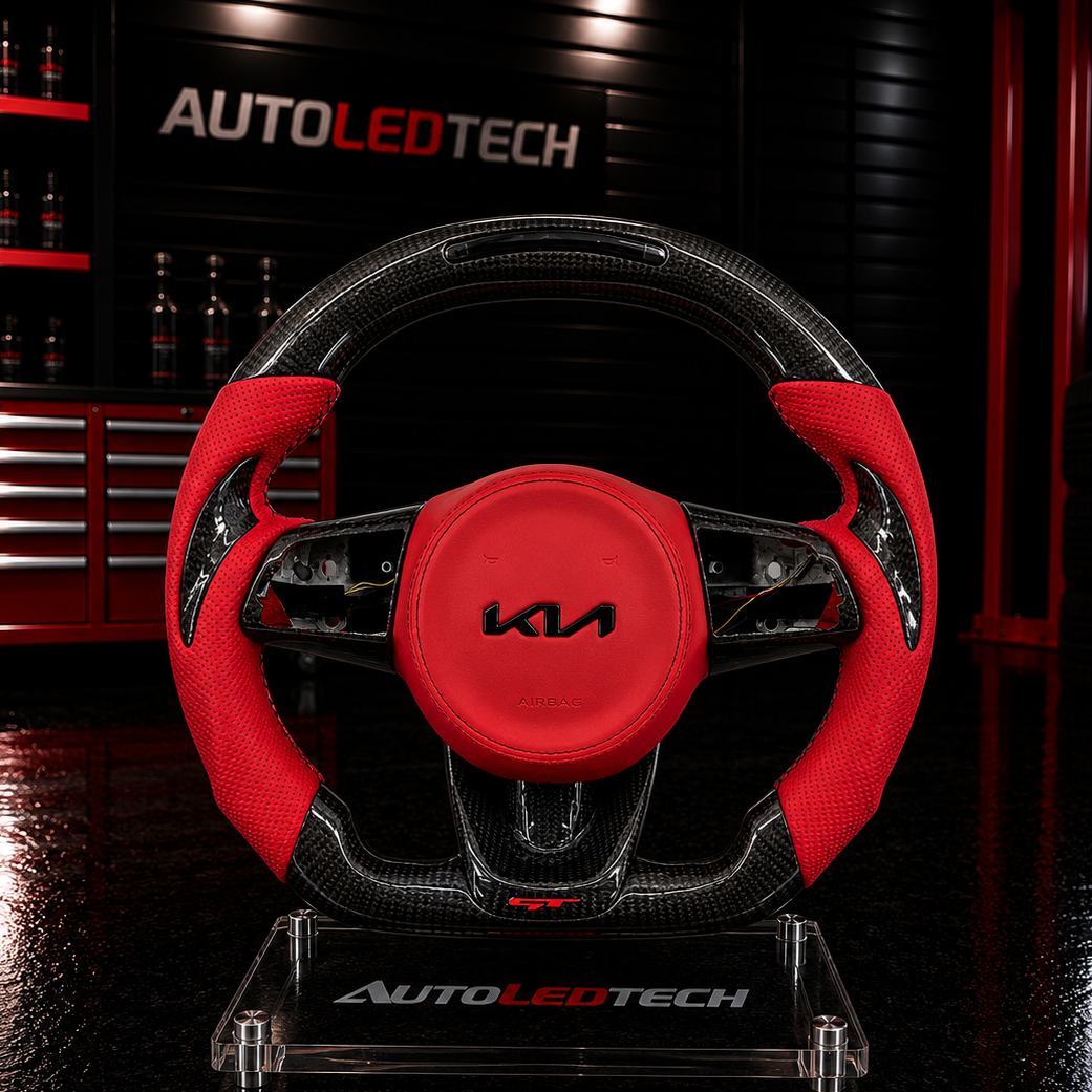 2021-2026+ Kia K5 Optima Custom Carbon Fiber LED Steering Wheel - AutoLEDTech.com