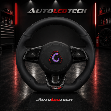 2017-2024 Kia Stinger K8 Custom Carbon Fiber LED Steering Wheel - AutoLEDTech.com